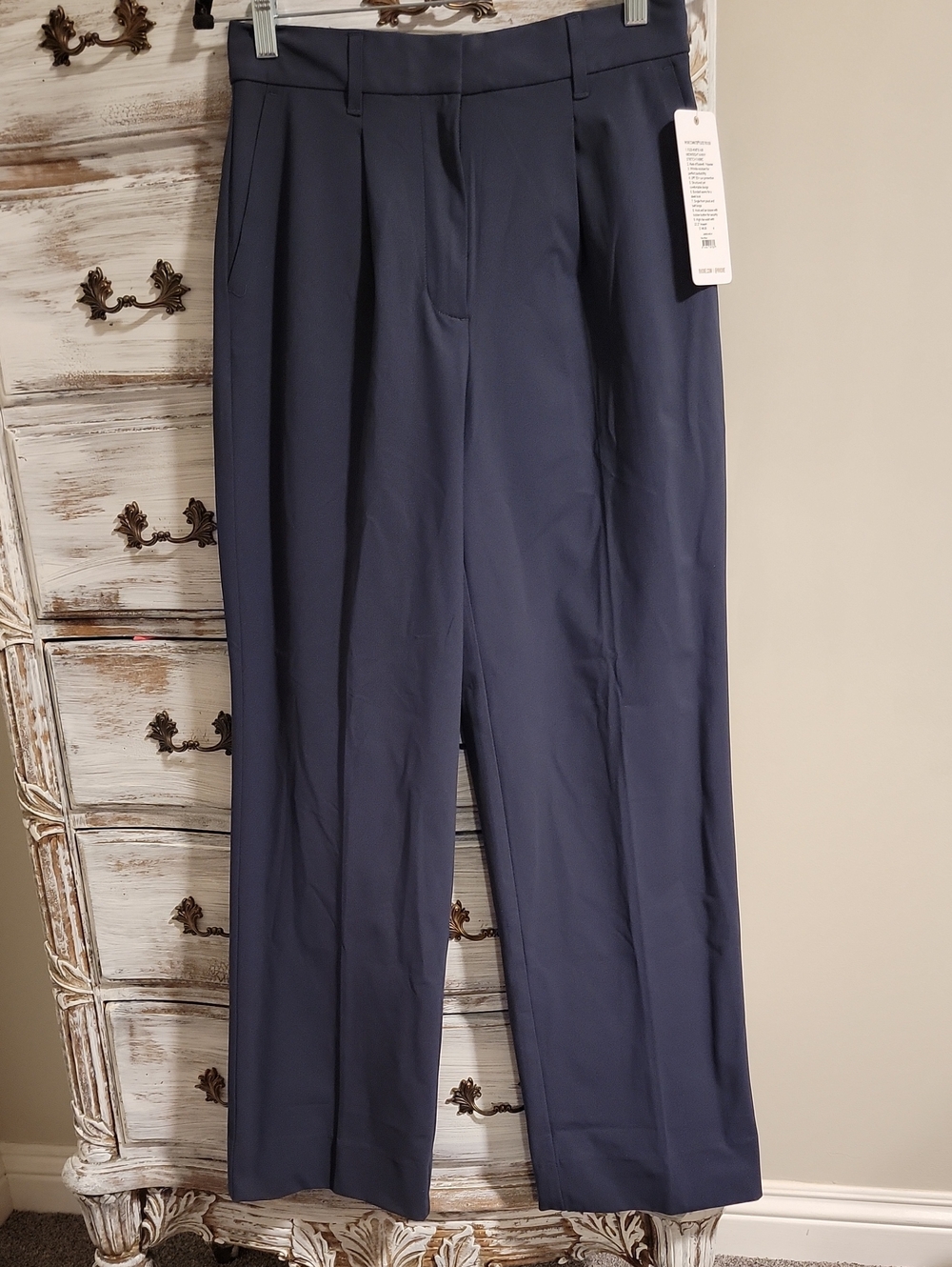 Rhone Commuter Navy Pleated Trouser